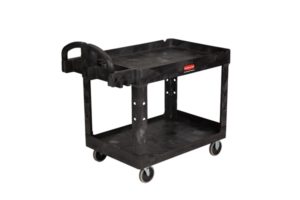 Rubbermaid Large 2 Tier Heavy Duty Utility Cart w/Lipped Shelf