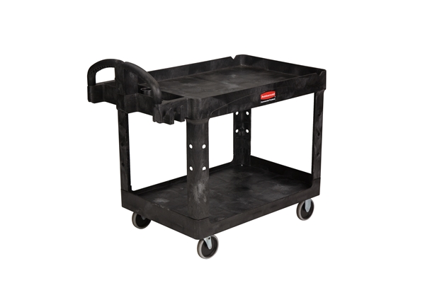 Rubbermaid Large 2 Tier Heavy Duty Utility Cart w/Lipped Shelf