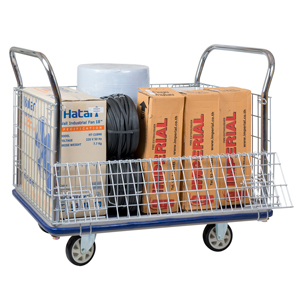Flat Bed Trolley Folding - Wire Mesh Sides - Image 2