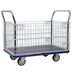 Flat Bed Trolley Folding - Wire Mesh Sides - Image 3