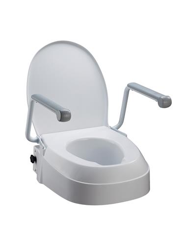 Raised Toilet Seat with Swing Back Armrests
