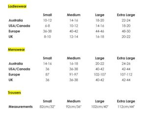 Sizing Chart