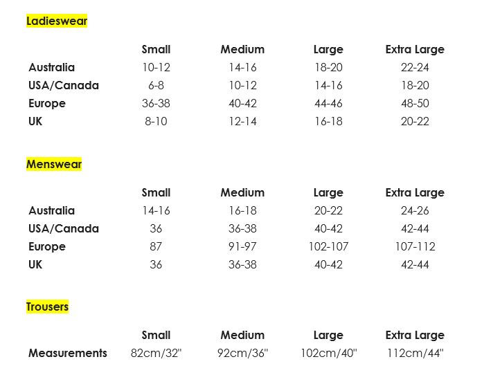 Sizing Chart