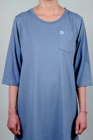 Adaptive Open Back Round Neck 3/4 Sleeve Long T-Shirt - Image 2