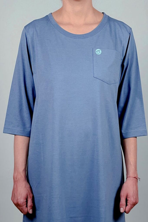 Adaptive Open Back Round Neck 3/4 Sleeve Long T-Shirt - Image 2